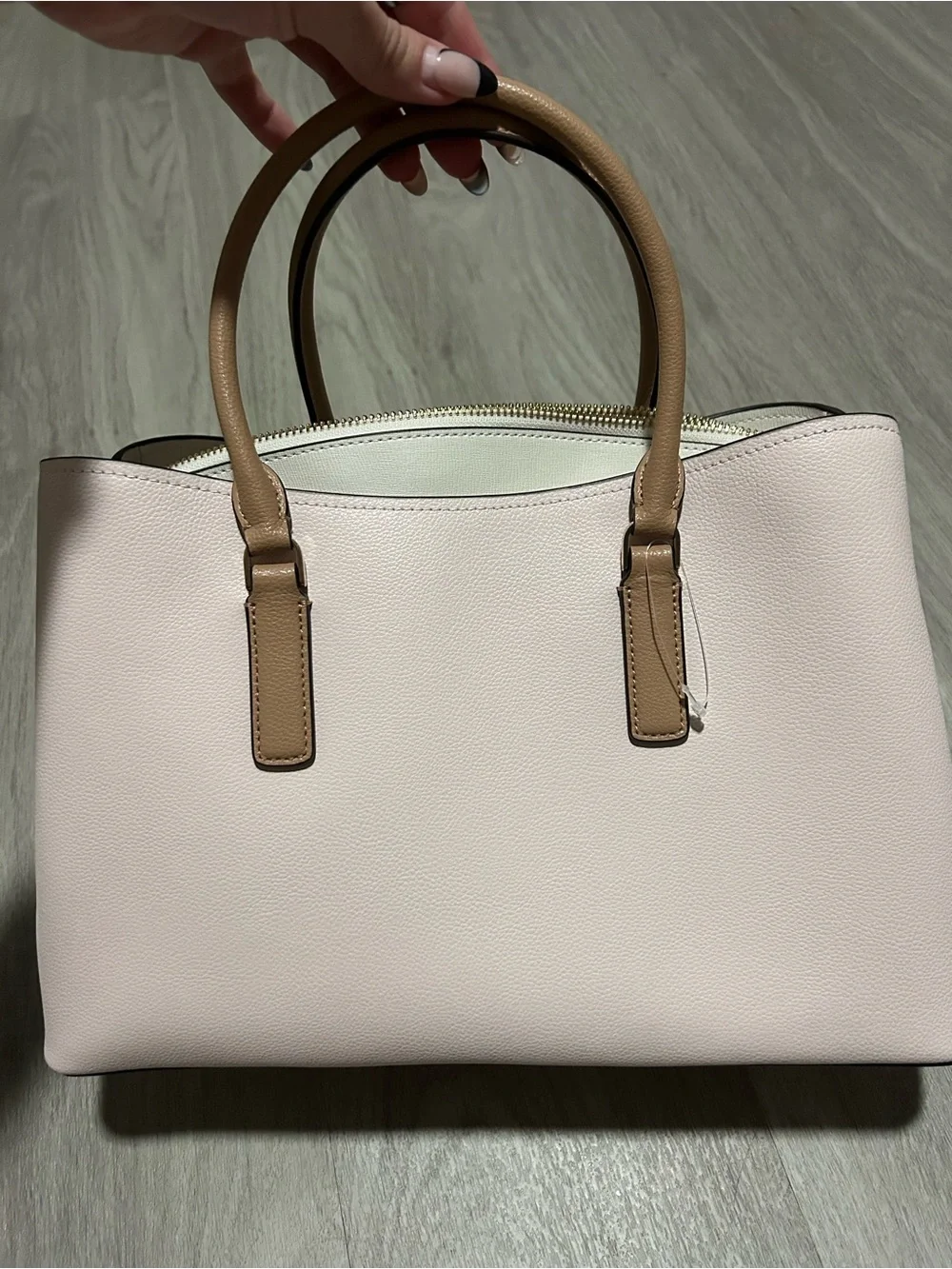 Kate Spade light pink & cream pebbled leather tote bag NWT Retail $429